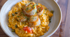 Seaside Bliss: Creamy Scallop Risotto with Asparagus and a Zesty Twist