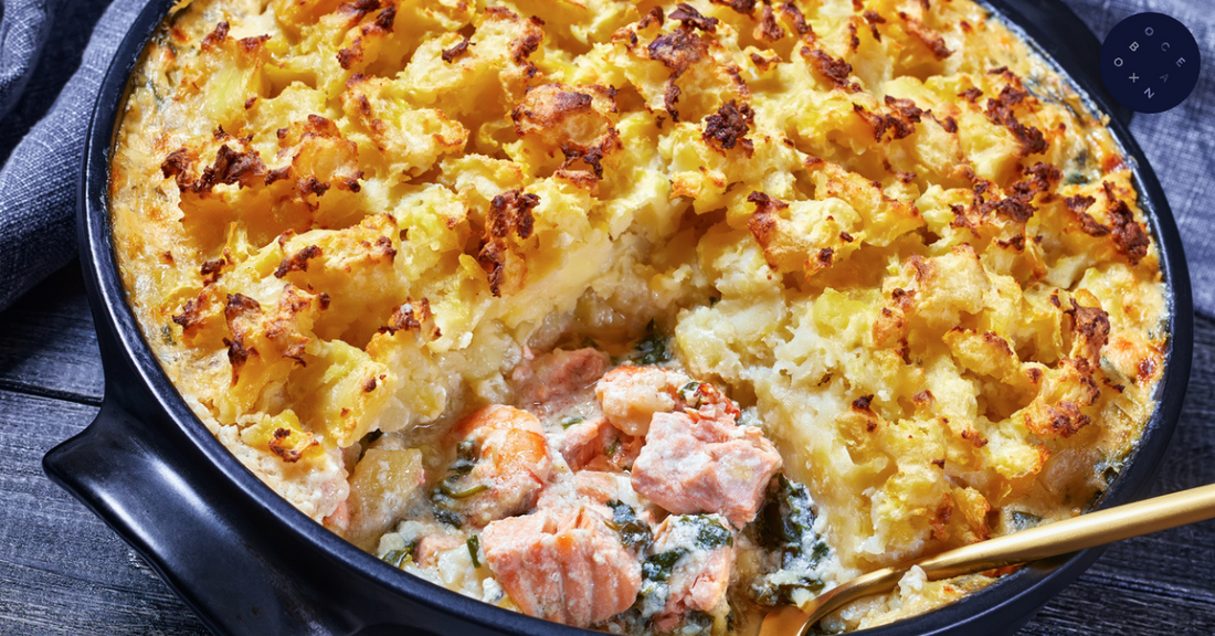 Cozy Salmon Pot Pie with Mashed Potato Topping