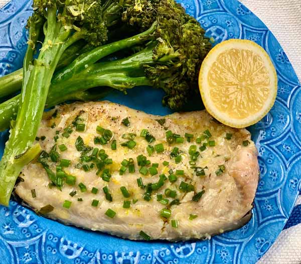 Lemon-Garlic Brook Trout with Broccolini