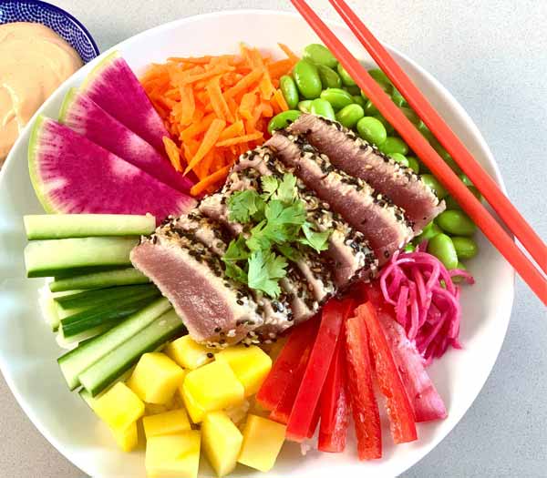 Seared Sesame Tuna Rainbow Bowls