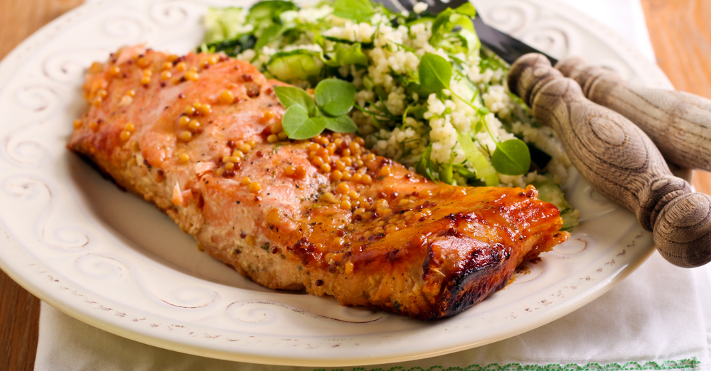 Seas the Flavor: Honey Mustard Salmon with Roasted Seafood Delight!