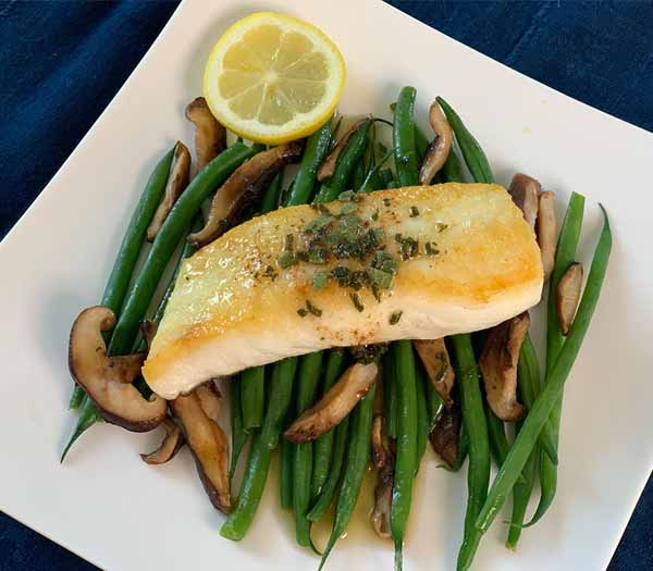 Pan Seared Halibut in a Brown Butter Sage Sauce